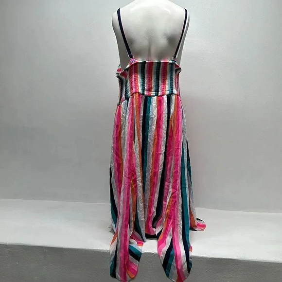 Torrid Midi Gauze Strapless Dress Multicolor Stripes Rayon Plus Size 2X - Picture 7 of 10